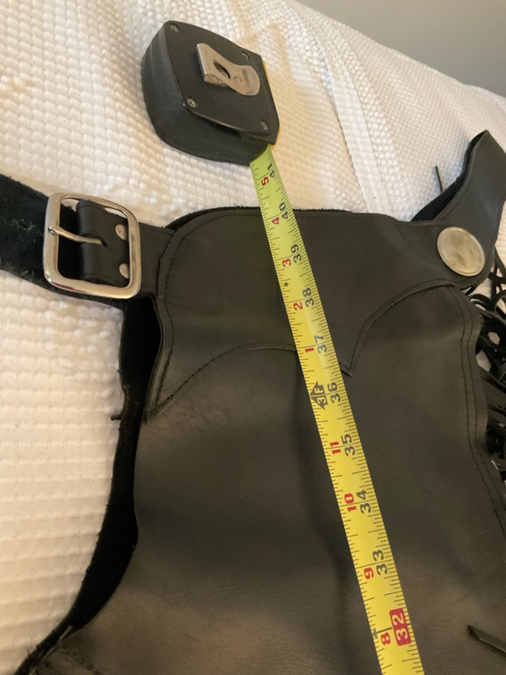Black Fringe Leather Motorcycle Chaps - Women EUC - Picture 9 of 10